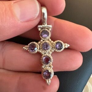Sterling silver amethyst cross pendant vintage 925